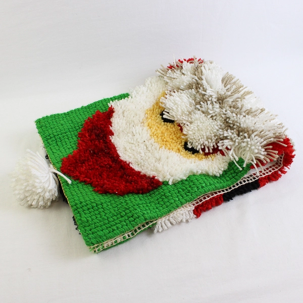 Large Handmade Christmas Latch Hook Santa, 30" Tall