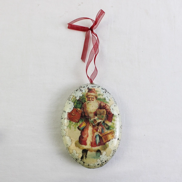 Lot of 2 Vintage Christmas Tree Hanging Santa Ornaments 