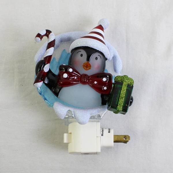 Unbranded Penguin W/ Candy Cane & Present Night Light Plug In Tested Works