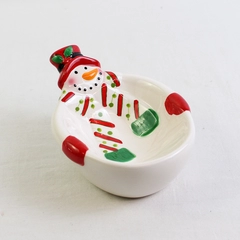 Youngs Inc Ceramic Snowman Soap Dish/Tray Holiday Festive 6" Long