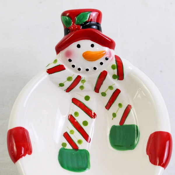 Youngs Inc Ceramic Snowman Soap Dish/Tray Holiday Festive 6" Long