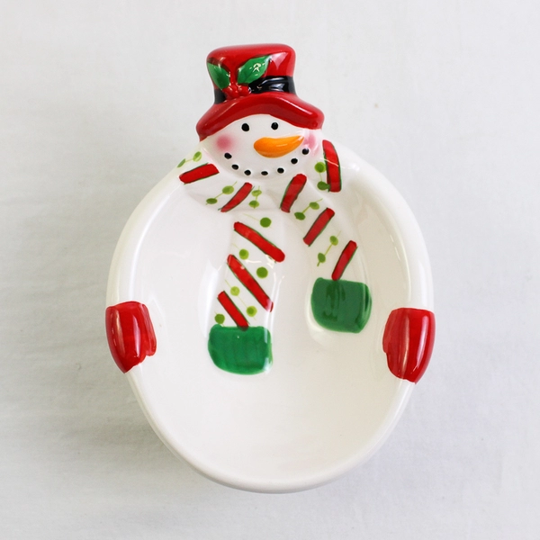 Youngs Inc Ceramic Snowman Soap Dish/Tray Holiday Festive 6" Long