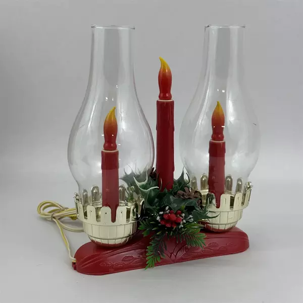 Vtg Timco Electric 3 Light Hurricane Candolier Christmas Lamp Lantern WORKS