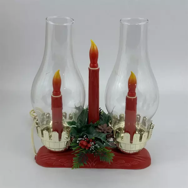 Vtg Timco Electric 3 Light Hurricane Candolier Christmas Lamp Lantern WORKS