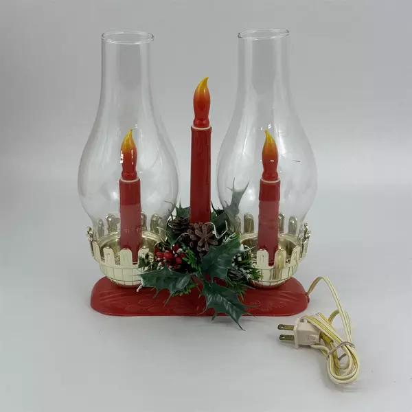 Vtg Timco Electric 3 Light Hurricane Candolier Christmas Lamp Lantern WORKS