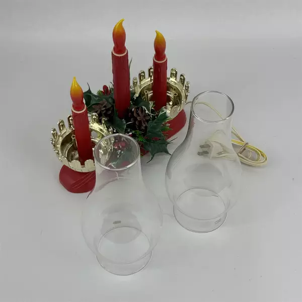 Vtg Timco Electric 3 Light Hurricane Candolier Christmas Lamp Lantern WORKS