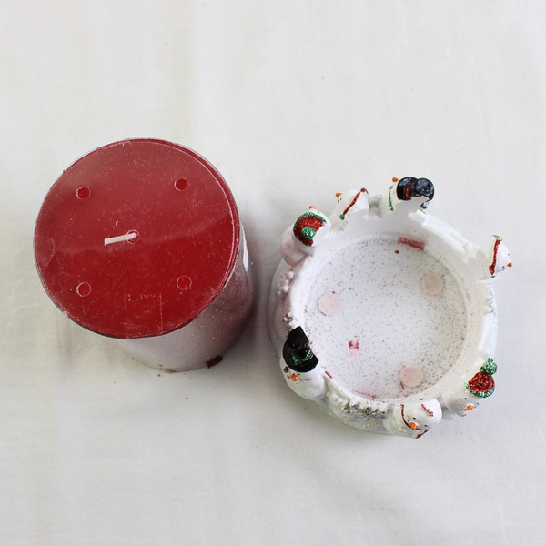 Unbranded Ceramic Glitter Snowman Pillar Candle Holder With Candle