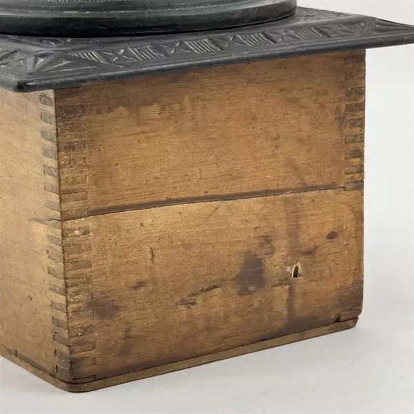 Antique Manual Hand Crank Coffee Grinder Mill With Drawer Wood & Cast Iron 