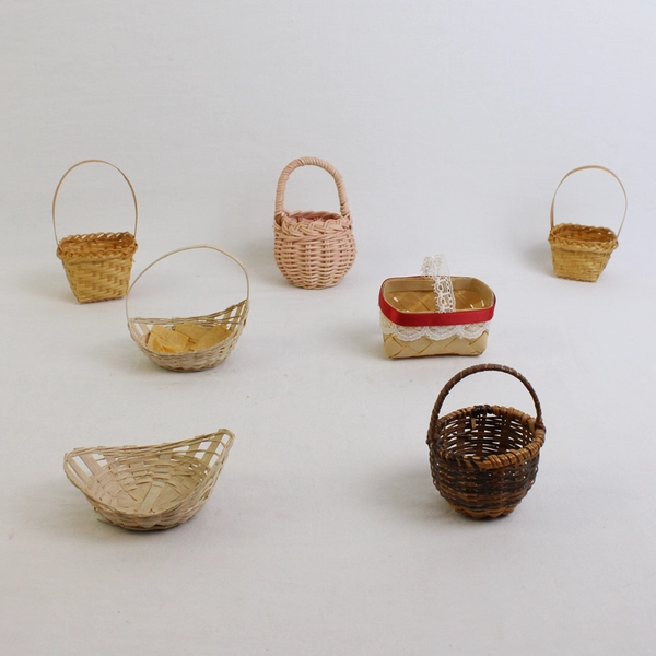 Lot of 7 Miniature Baskets Doll Accessories
