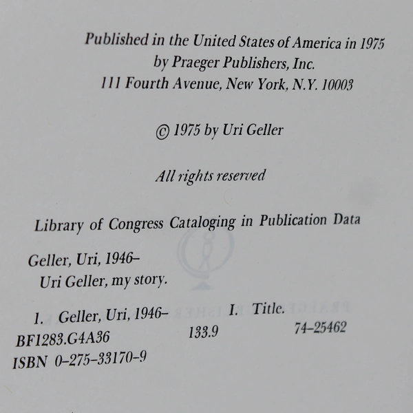 My Story An Autobiography of Uri Geller The Israeli Psychic 1975 Hardcover DJ