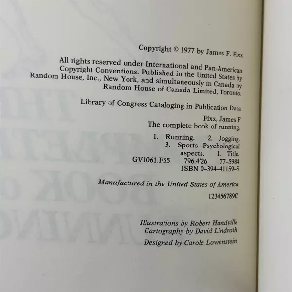 Complete Book of Running by James F. Fixx 1977, Hardcover