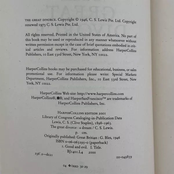 The Great Divorce by Lewis, C. S.