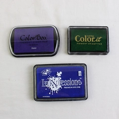 Lot of 3 x Pigment Stamp Ink Pads Color Box Green, Violet & Royal Blue