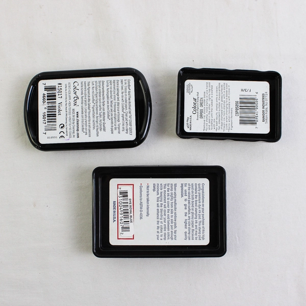 Lot of 3 x Pigment Stamp Ink Pads Color Box Green, Violet & Royal Blue