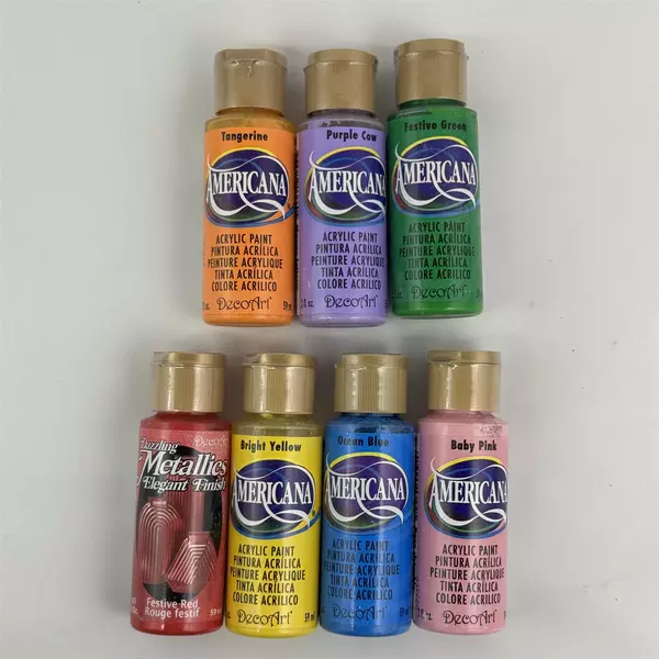 Lot Of 7 Bottles Of Americana  Acrylic Paints 2 oz  Used Assorted Colors
