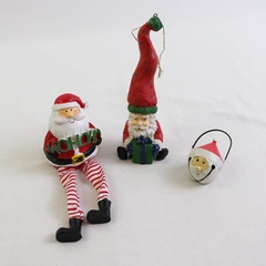 Lot of 3 Vintage Whimsical Christmas Santa Ornaments One Bell