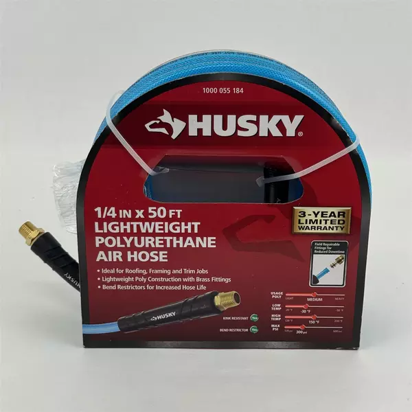 Husky 1/4 in X 50 ft Lightweight Polyurethane Air Hose  300 PSI NEW