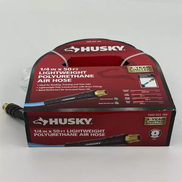 Husky 1/4 in X 50 ft Lightweight Polyurethane Air Hose  300 PSI NEW