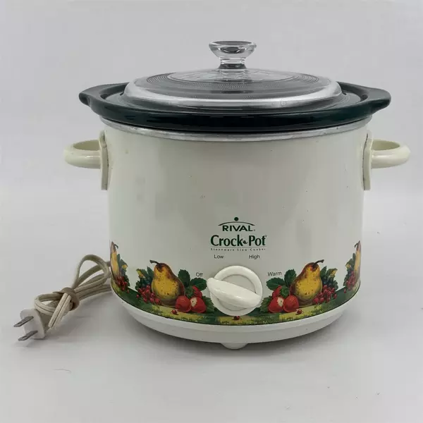Rival 3 QT Crock Pot Slow Cooker Model SCR300 W/ Fruit Pattern Tested Works