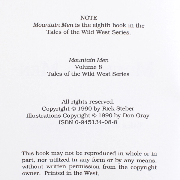 Mountain Men Tales of the Wild West Series by Rick Steber Vol 8 Paperback 1990