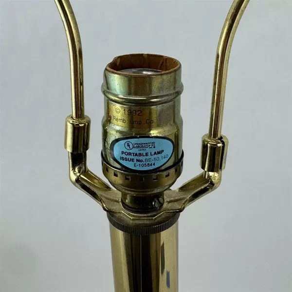 1992  Rembrandt Brass Urn Table Lamp With Shade 34.5" Shell Pattern