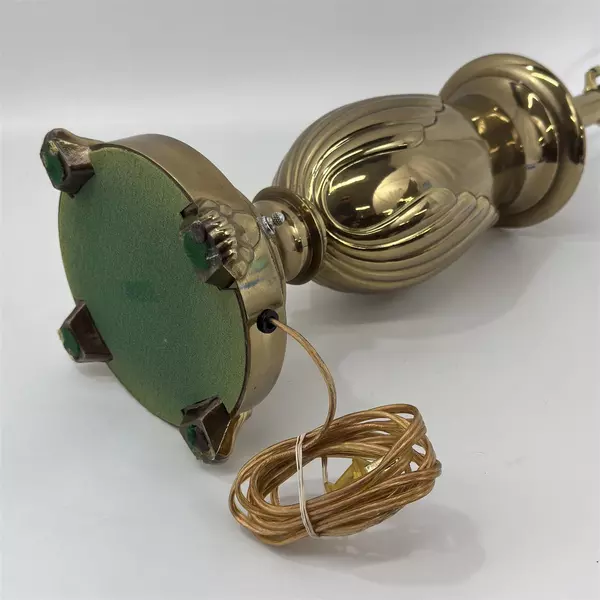 1992  Rembrandt Brass Urn Table Lamp With Shade 34.5" Shell Pattern