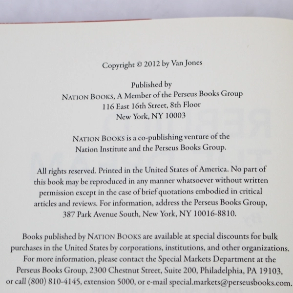 Rebuild The Dream by Van Jones 2012 Hardcover - Pre-owned Dust Jacket Wear