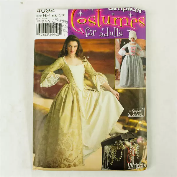 Simplicity Andrea Schewe 4092 Costumes For Adults Womens Size HH (6, 8, 10, 12)