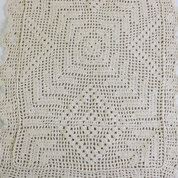 Vintage Off-White Crocheted Table Runner 12" x 56"