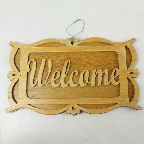 Wooden Welcome Sign Scroll Work Wall Porch Entry Home Decor