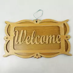 Wooden Welcome Sign Scroll Work Wall Porch Entry Home Decor
