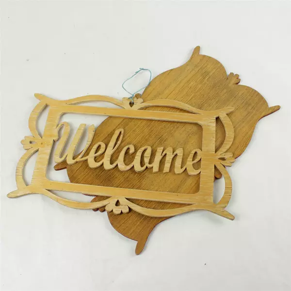 Wooden Welcome Sign Scroll Work Wall Porch Entry Home Decor