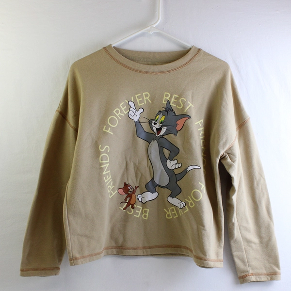 Tom and Jerry Women's M Beige "Best Friends Forever" Graphic Pullover Sweater