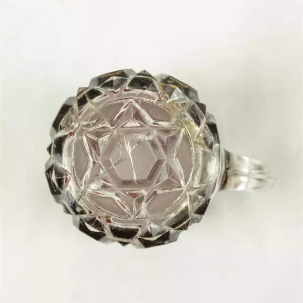 Vintage EAPG Souvenir Clear Glass Mug with Handle in Red Block Pattern