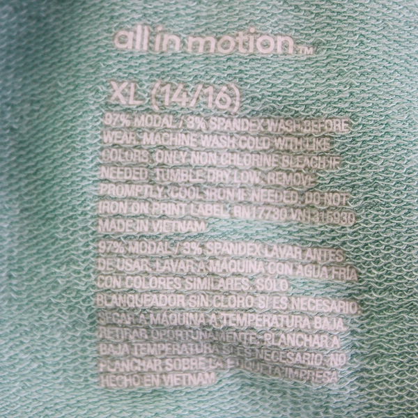 All In Motion Seafoam Green Athletic Hoodie Girls' XL 14/16