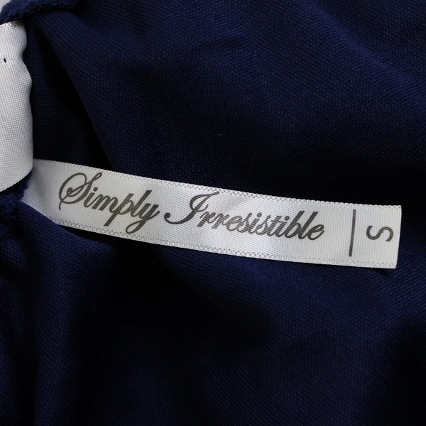 Simply Irresistible White Floral Embroidered Navy Blue Shift Dress Women's Small