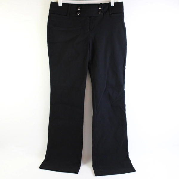 Have & Have Button Accent Solid Black Wide-Leg Pants Junior's Size 9