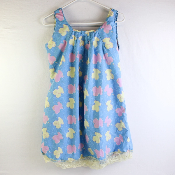 Handmade Vintage Teddy Bear Print Nightgown Women's Size Medium FLAW