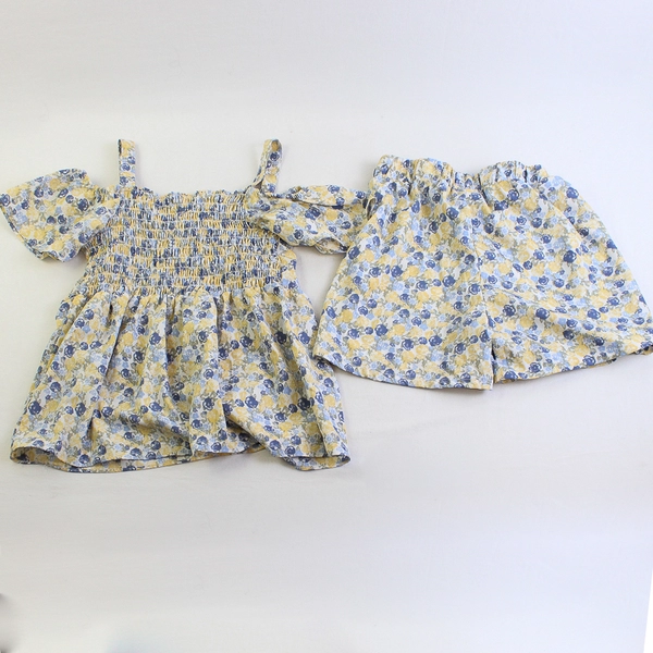 Girls Love Pink 2 Pc Outfit Blue and Yellow Floral Girls' Size 10/12