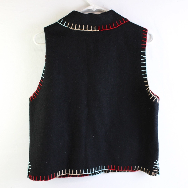 Vintage Allure Felt Applique Christmas Wool Button-Up Vest Women's Size Medium