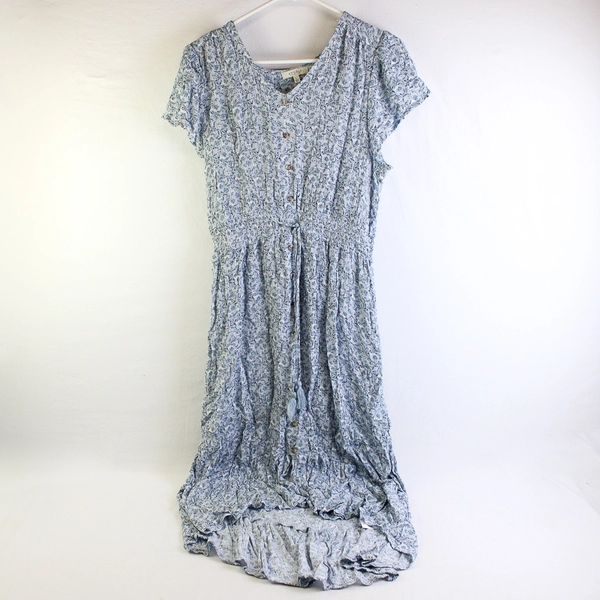 Angels Forever Young Light Blue Floral Midi High-Low Dress Women's Large