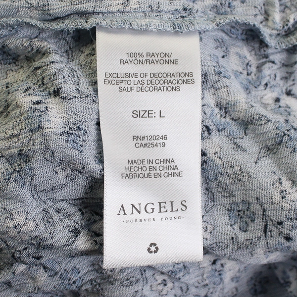 Angels Forever Young Light Blue Floral Midi High-Low Dress Women's Large