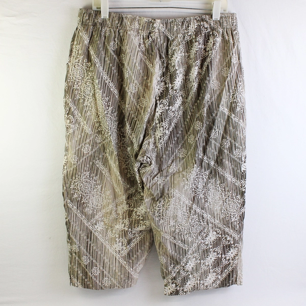 Gloria Vanderbilt Gray White-Leg Drawstring Capri Pants Women's Size Large