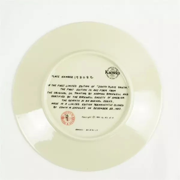1980 Norman Rockwell Collectible Plate "Scotty Plays Santa" First Lim. Edition