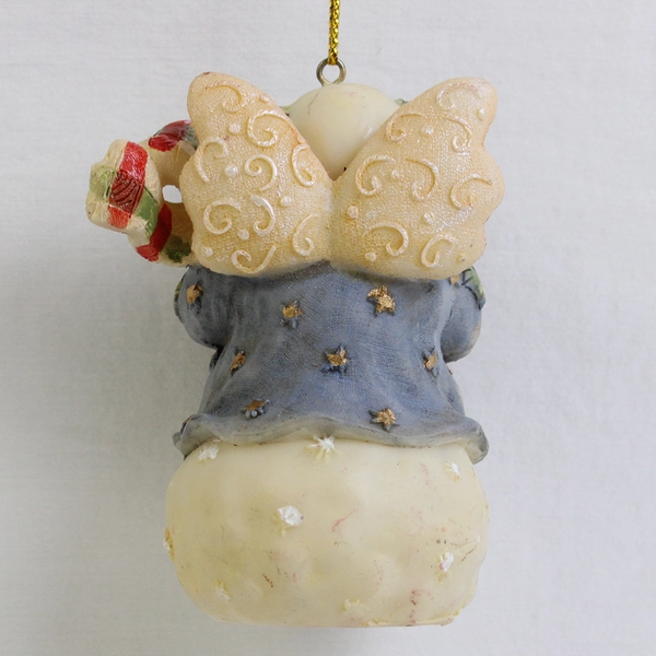 Vintage Resin Snowman Angel Christmas Ornament 3"
