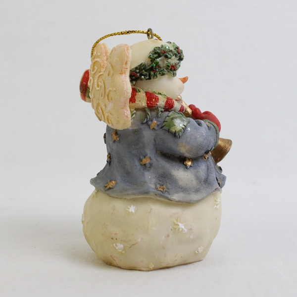 Vintage Resin Snowman Angel Christmas Ornament 3"