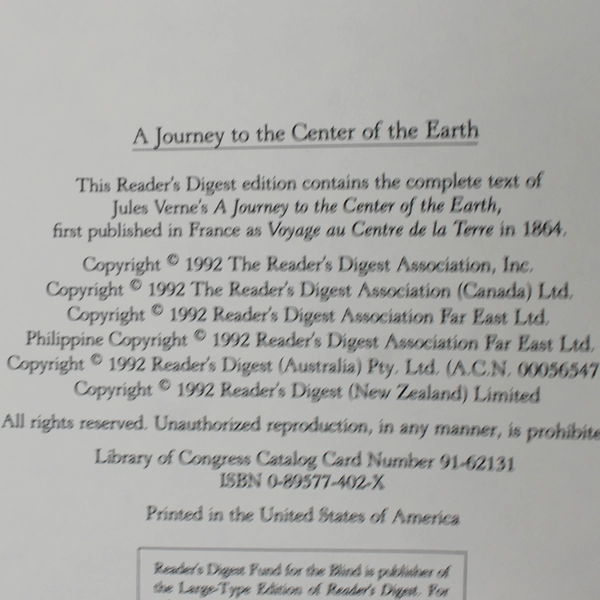 A Journey To The Center Of The Earth Jules Verne 1992 Readers Digest w/ Pamphlet