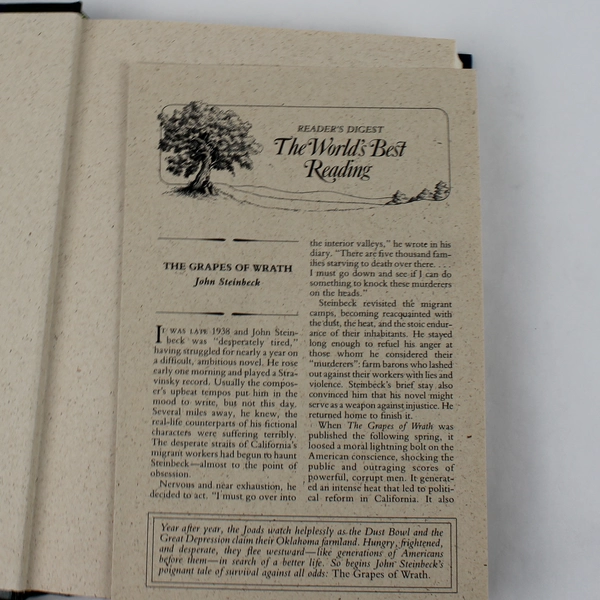 Reader's Digest The Grapes of Wrath 1991 HC with Pamphlet