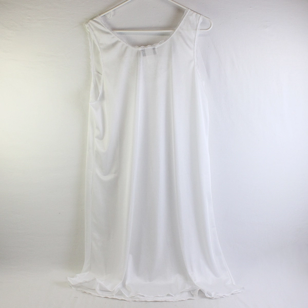 VTG Anthony Richards Sheer White Lace Trim Slip Dress Women's LP