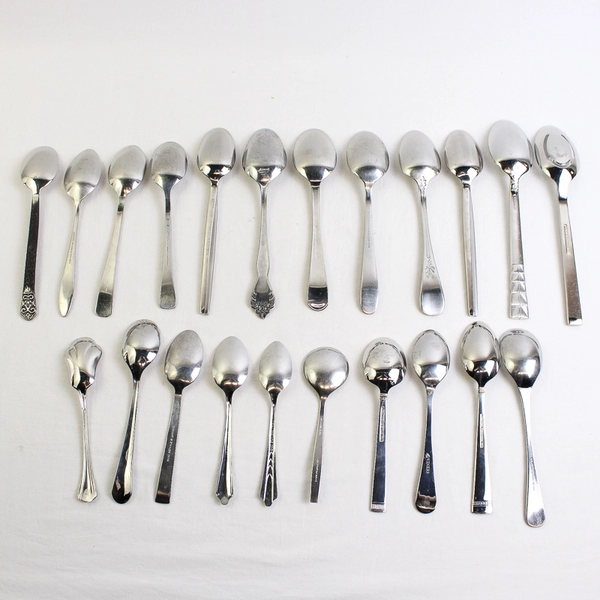 Mixed Lot of 22 Assorted Stainless Steel Spoons Wedding Event Flatware